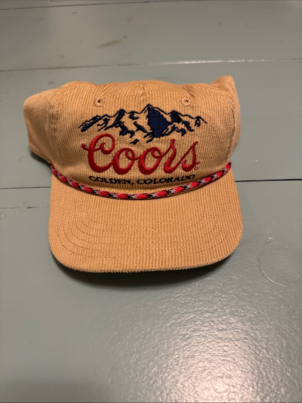 Coors Colorado Beige Corduroy Cap with Mountain Logo NWT